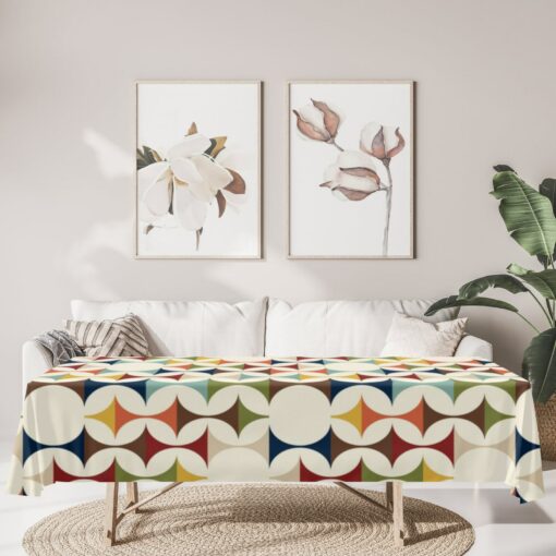 Mid-Century Modern Tablecloth Retro Geometric Table Linens for a Nostalgic Touch - Image 3