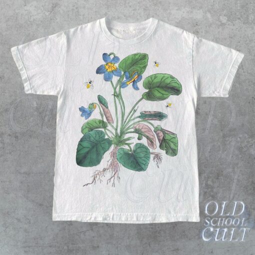 Nostalgic 90s Floral Paradise Retro Botanical Tee for Nature Lovers - Image 2