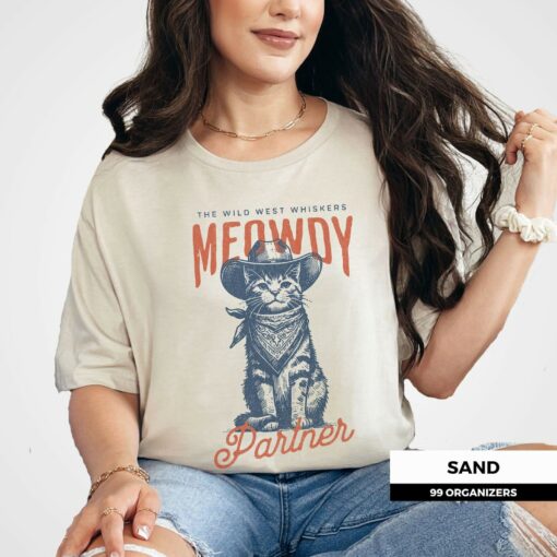 Howdy, Partner! Lasso Yourself the Wild West Whiskers Meowdy Partner Shirt - Image 4