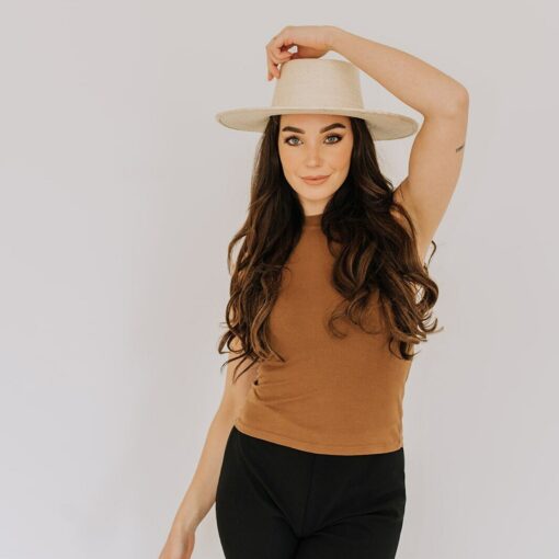 Palm Straw Boater Hat Wide-Brimmed Elegance for Weddings and Special Occasions - Image 2