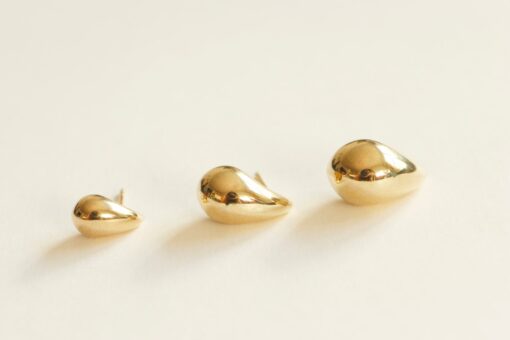 14k Gold Bottega Earrings Elevate Your Style with Solid Gold Teardrop Studs - Image 3