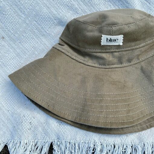 Tan Corduroy Boho Sun Hat Wide Brim, Foldable, Sun Protection - Image 3