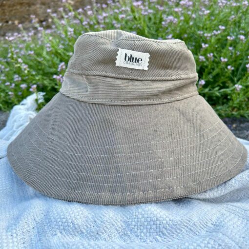 Tan Corduroy Boho Sun Hat Wide Brim, Foldable, Sun Protection - Image 4