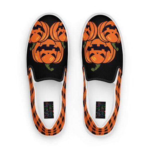 Festive Footwear for a Spooktacular Halloween Checkered and Jack-O-Lantern Canvas Slip-Ons - Image 6