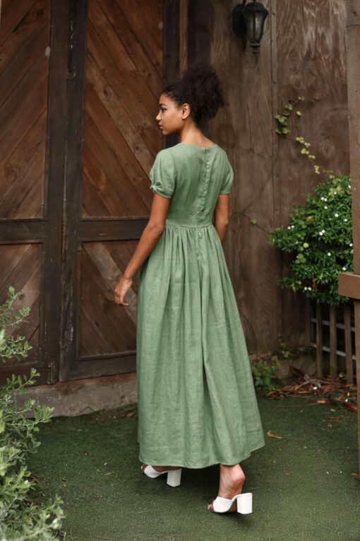 Elegant Linen Midi Dress BETTY, Perfect for Weddings and Special Occasions - Image 6