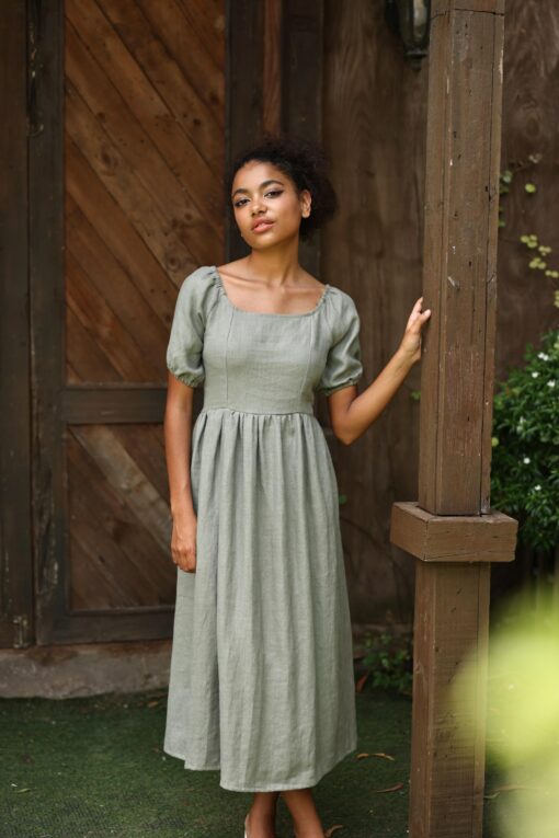 DAISY The Epitome of Effortless Elegance - Linen Midi Dress for Women - Image 6
