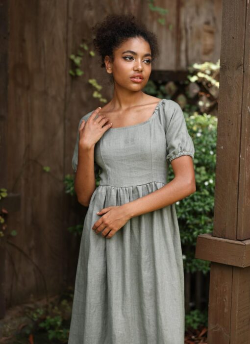 DAISY The Epitome of Effortless Elegance - Linen Midi Dress for Women - Image 3