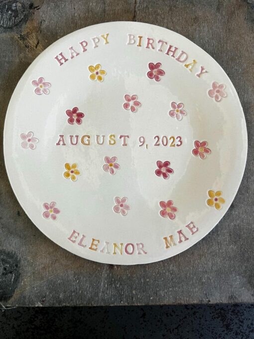Starry Daisy Plate A Personalized Ceramic Keepsake for Birthdays and Newborns - Image 4