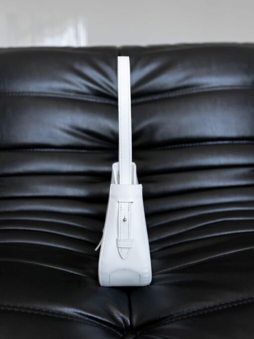 Celestial Charm White Leather Moon Bag - A Pocket of Lunar Elegance - Image 6