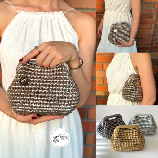 Gilded Glamour Woven Metallic Raffia Clutch for Enchanting Evenings - Image 2
