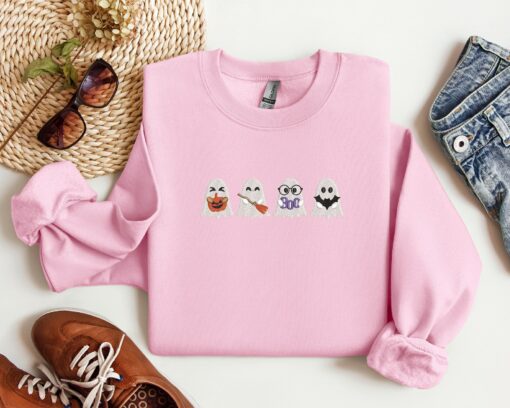 Embroidered Spooky-Cute Ghost Sweatshirt Hauntingly Adorable for Halloween - Image 5