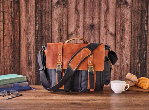 Monogrammed Waxed Canvas Messenger Bag The Perfect Gift for the Modern Man - Image 2