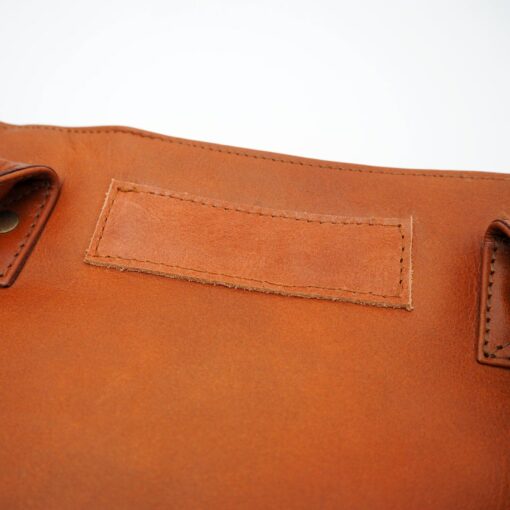 Reworked Personalized Haath Large Brown Leather Handbag Handmade Shoulder Bag for Laptop, Work, or School - Image 4
