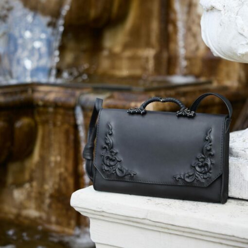 Enchanting Baroque Black Leather Bag A Gothic Masterpiece from the Bohemian Collection - Image 4
