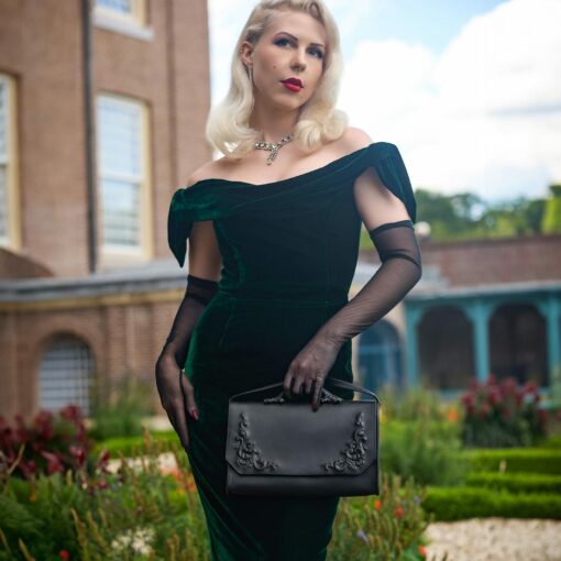 Enchanting Baroque Black Leather Bag A Gothic Masterpiece from the Bohemian Collection - Image 5