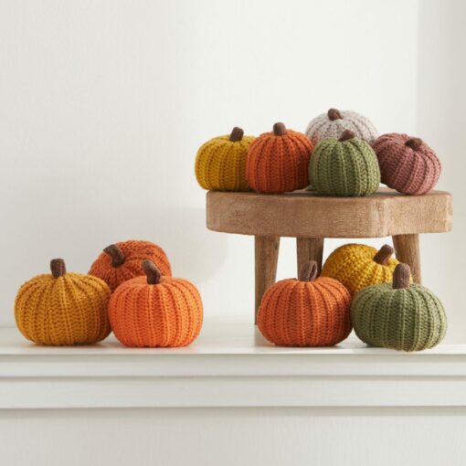 Cozy Autumn Vibes Set of 5 Knit Pumpkins for Hygge Decor and Fall Festivities - Image 5