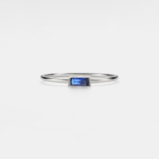 Birthstone Baguette Ring Delicate Stacking Ring for Friendship and Love - Image 2