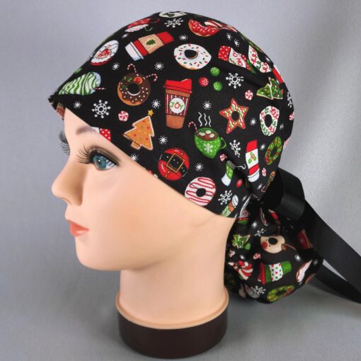 Festive Peppermint Mocha Ponytail Scrub Cap A Sweet Treat for Your Hair - Image 4