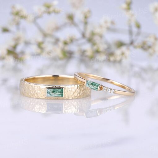 Exquisite Moss Agate Couple Rings A Timeless Symbol of Love and Unity - Image 2
