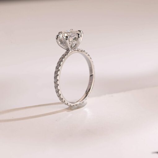 IGI Certified Round Cut Lab Grown Diamond Engagement Ring with Solid Gold D/VS1 Diamond Eternity Band - Image 6