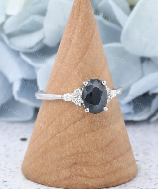 Vintage Oval Teal Sapphire Engagement Ring A Timeless Treasure for Your Special Day - Image 3
