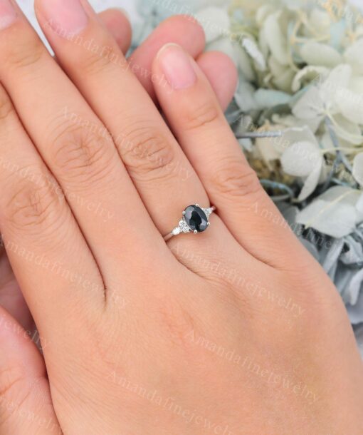 Vintage Oval Teal Sapphire Engagement Ring A Timeless Treasure for Your Special Day - Image 6