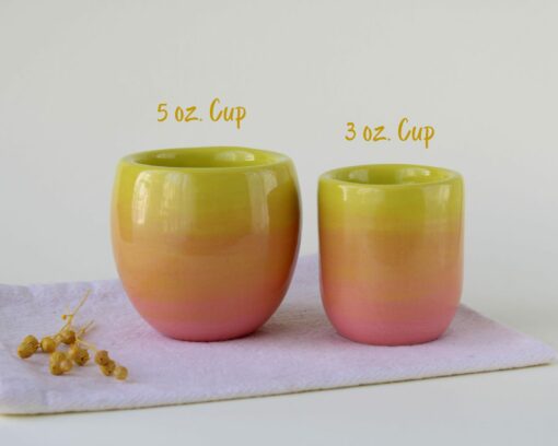Exquisitely Crafted Pink Chartreuse Ombr? Ceramic Espresso Cup A Symphony of Hues - Image 3
