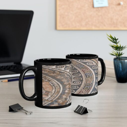 Unveil the Timeless Elegance Roman Mosaic Black Mug, A Masterpiece for Your Morning Ritual - Image 2