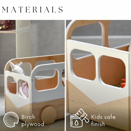 Whimsical Wooden Toy Bus The Ultimate Storage Solution for Little Explorers - Image 3