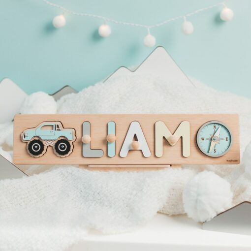 Personalized Wooden Name Puzzle for 1st Birthday Montessori Learning Toy for Baby Girls and Boys - Image 6