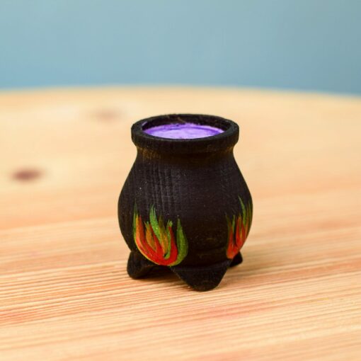 Enchanting Waldorf-Inspired Halloween Toy Handmade Witch and Cauldron Set with Organic Wood and Non-Toxic Paints - Image 5