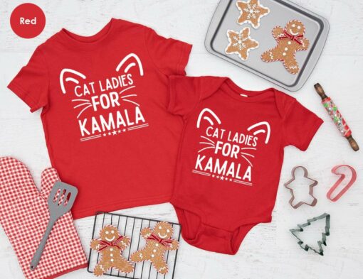 Empower the Future Cat Ladies for Kamala Kids Shirt, Inspiring Young Leaders - Image 2