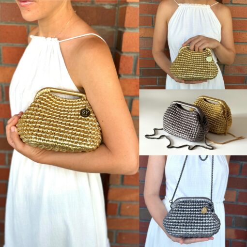 Gilded Glamour Woven Metallic Raffia Clutch for Enchanting Evenings - Image 3