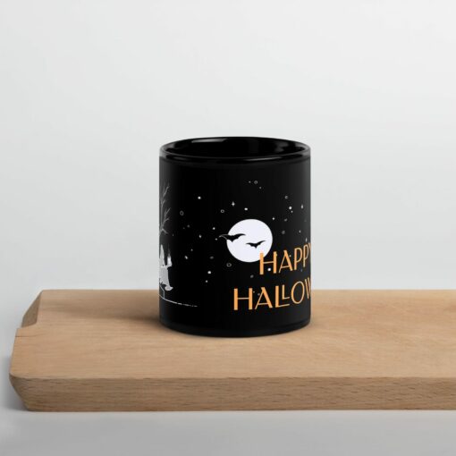 Hauntingly Delightful Coffee Ghost Black Glossy Mug for a Spooktacular Halloween - Image 5