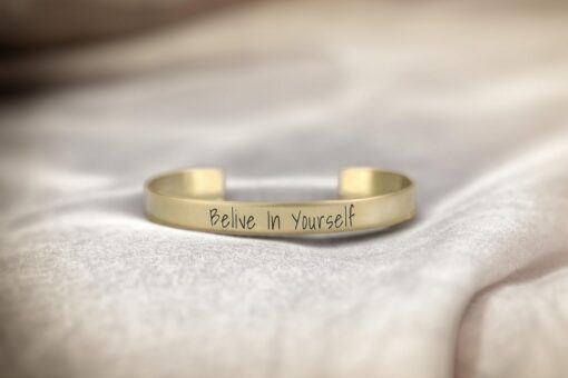 Engraved Text Bracelet Personalize Your Style with a Delicate Open Cuff - Image 2