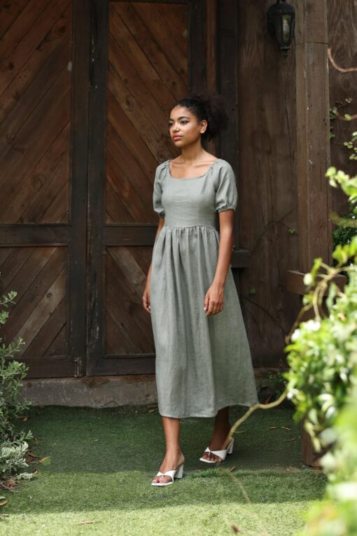 DAISY The Epitome of Effortless Elegance - Linen Midi Dress for Women - Image 4