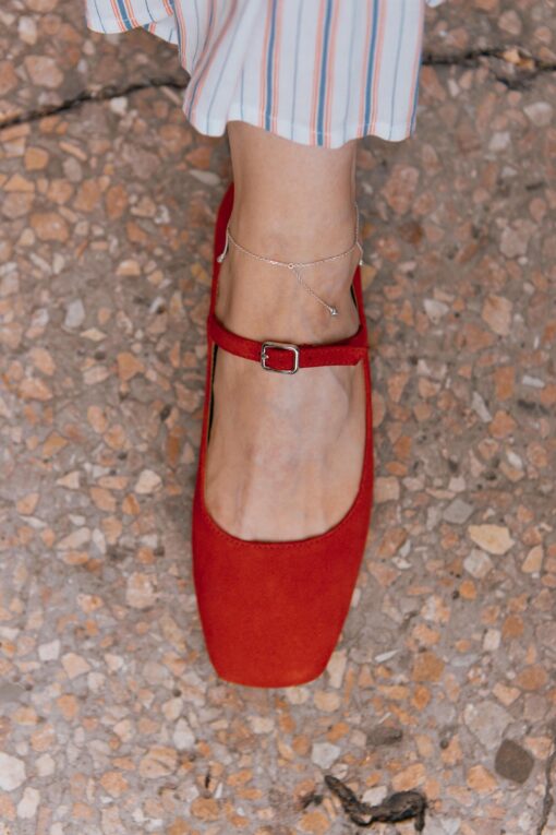 Captivating Red Suede Ballet Flats Elevate Your Summer Style with Handmade Comfort - Image 4