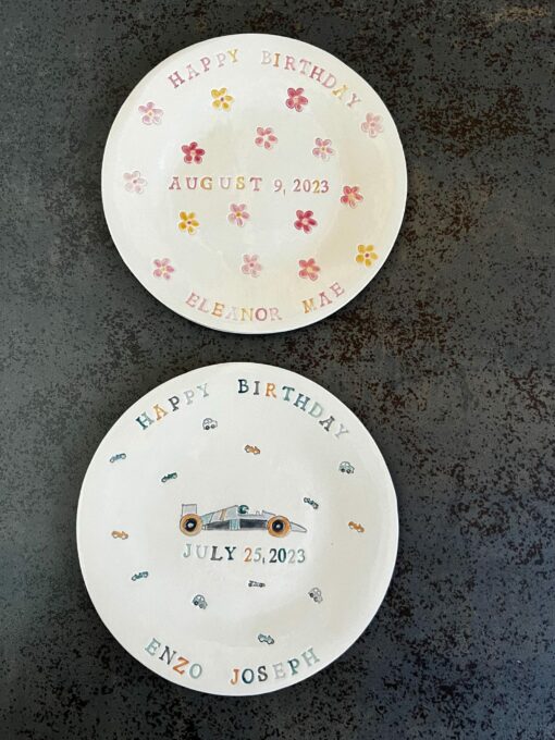 Starry Daisy Plate A Personalized Ceramic Keepsake for Birthdays and Newborns - Image 3