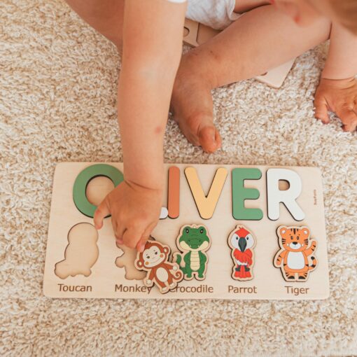 Personalized Name Puzzle Montessori Wooden Toy for Toddlers, Perfect for Birthdays, Baptisms, and Christmas - Image 4