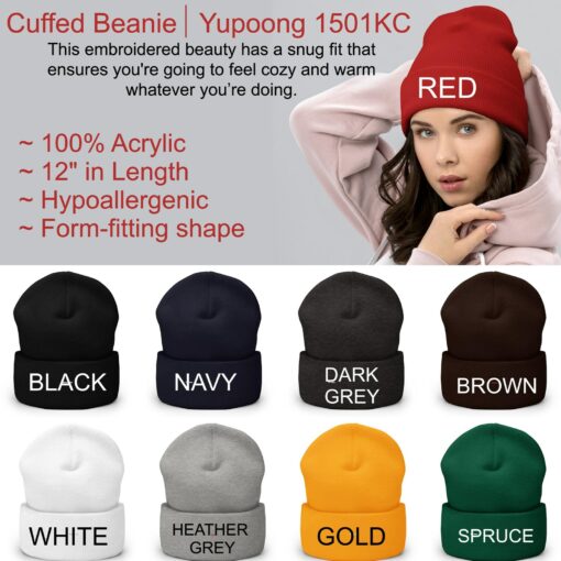 Embroidered Knit Beanie Minimalist, Classy, and Mindful - Image 3