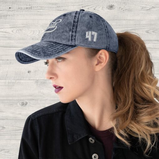 KAMALA 47 The Ultimate Denim Baseball Cap with Embroidered Style - Image 5