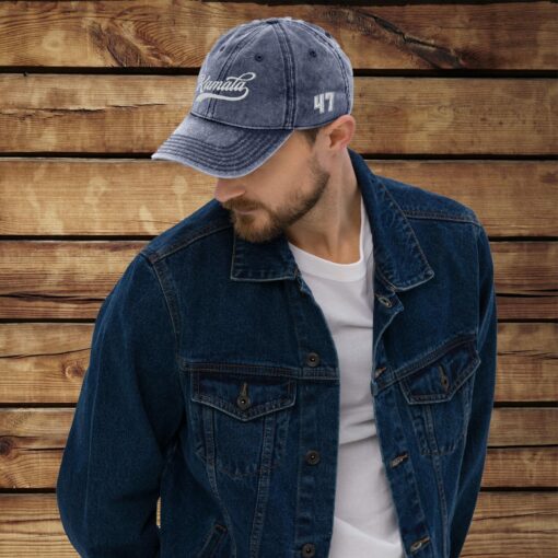 KAMALA 47 The Ultimate Denim Baseball Cap with Embroidered Style - Image 3
