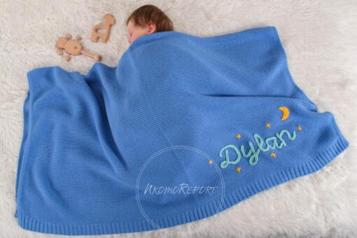 Personalized Hand-Embroidered Knit Baby Blanket A Cherished Keepsake for Your Little One - Image 4