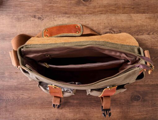 Monogrammed Waxed Canvas Messenger Bag The Perfect Gift for the Modern Man - Image 5