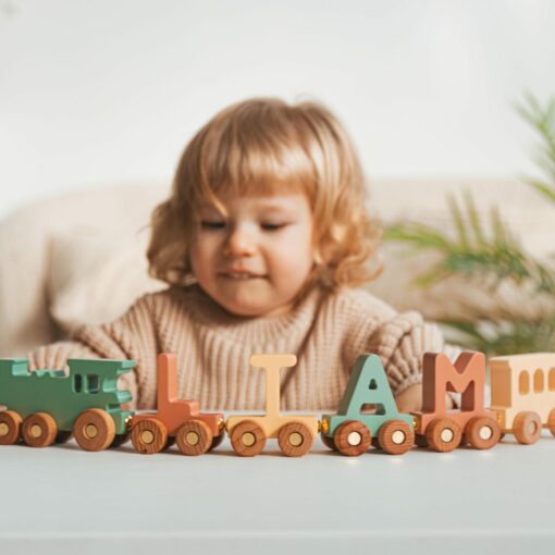 Personalized Wooden Train Name with Magnets A Unique First Birthday Gift for Boys - Image 3