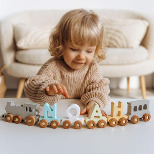 Personalized Wooden Train Name with Magnets A Unique First Birthday Gift for Boys - Image 4