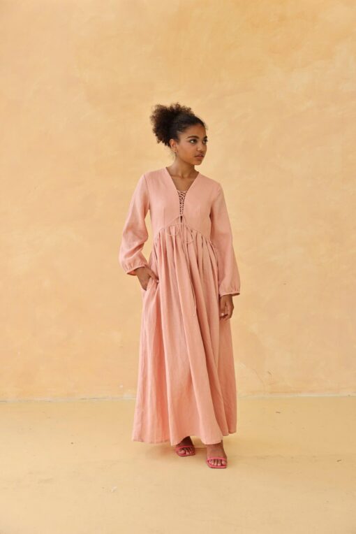 Elegant and Flowing Maxi Linen Dress for Special Occasions - Image 2