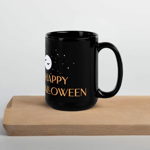 Hauntingly Delightful Coffee Ghost Black Glossy Mug for a Spooktacular Halloween - Image 3