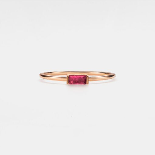 Birthstone Baguette Ring Delicate Stacking Ring for Friendship and Love - Image 3