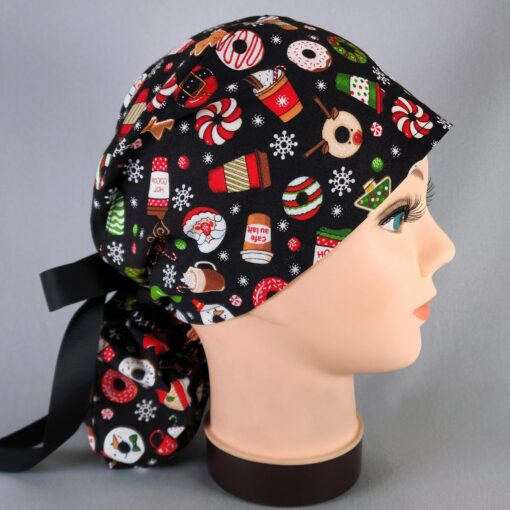 Festive Peppermint Mocha Ponytail Scrub Cap A Sweet Treat for Your Hair - Image 2